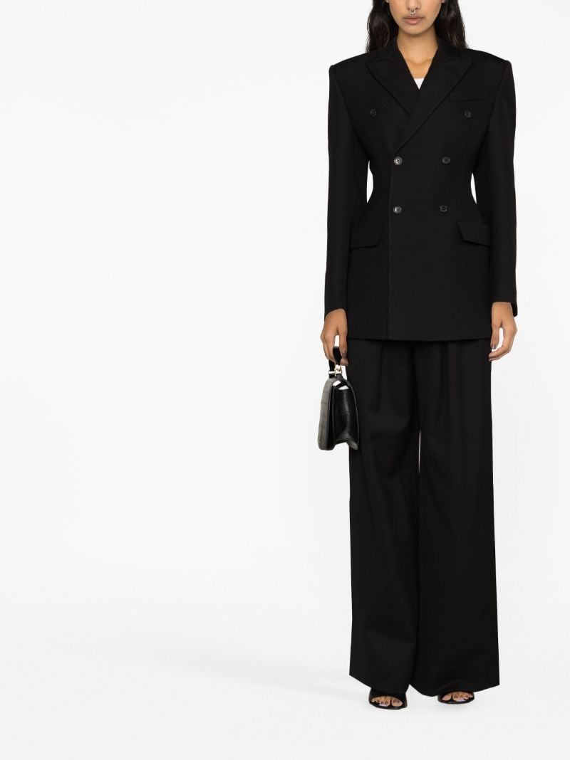 Black Wide-leg Wool Trousers