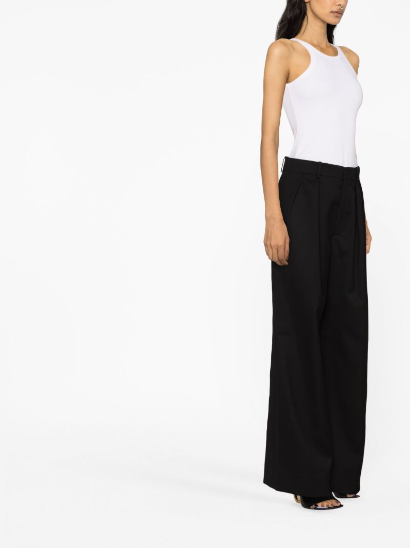Black Wide-leg Wool Trousers