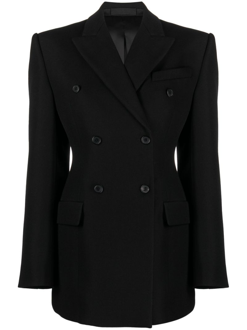 Black Double-breasted Contour Blazer