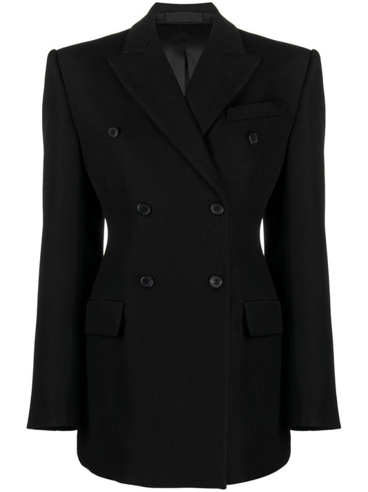 Black Double-breasted Contour Blazer