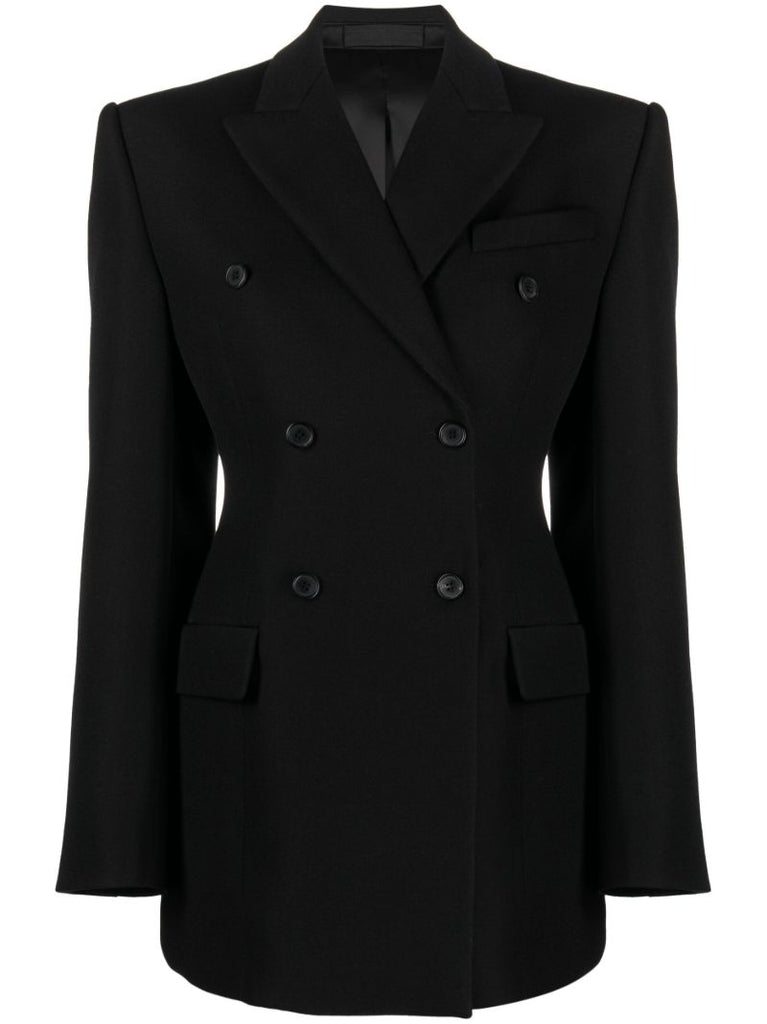 Black Double-breasted Contour Blazer
