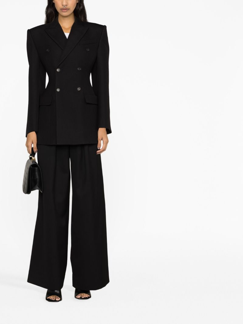 Black Double-breasted Contour Blazer