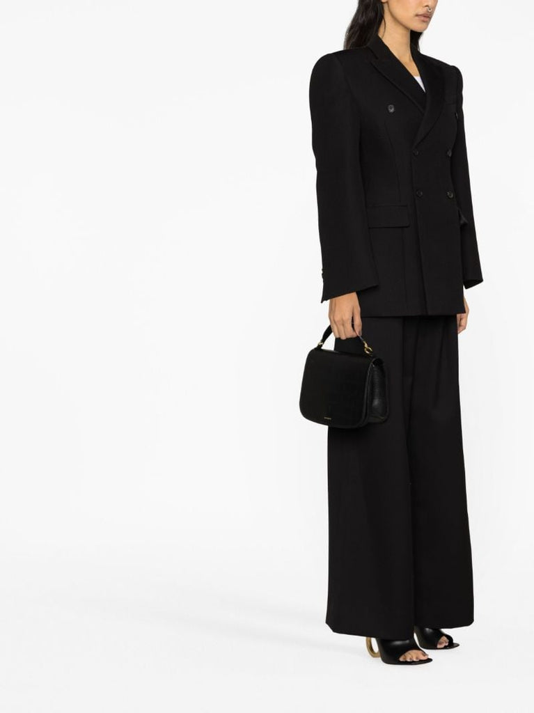 Black Double-breasted Contour Blazer