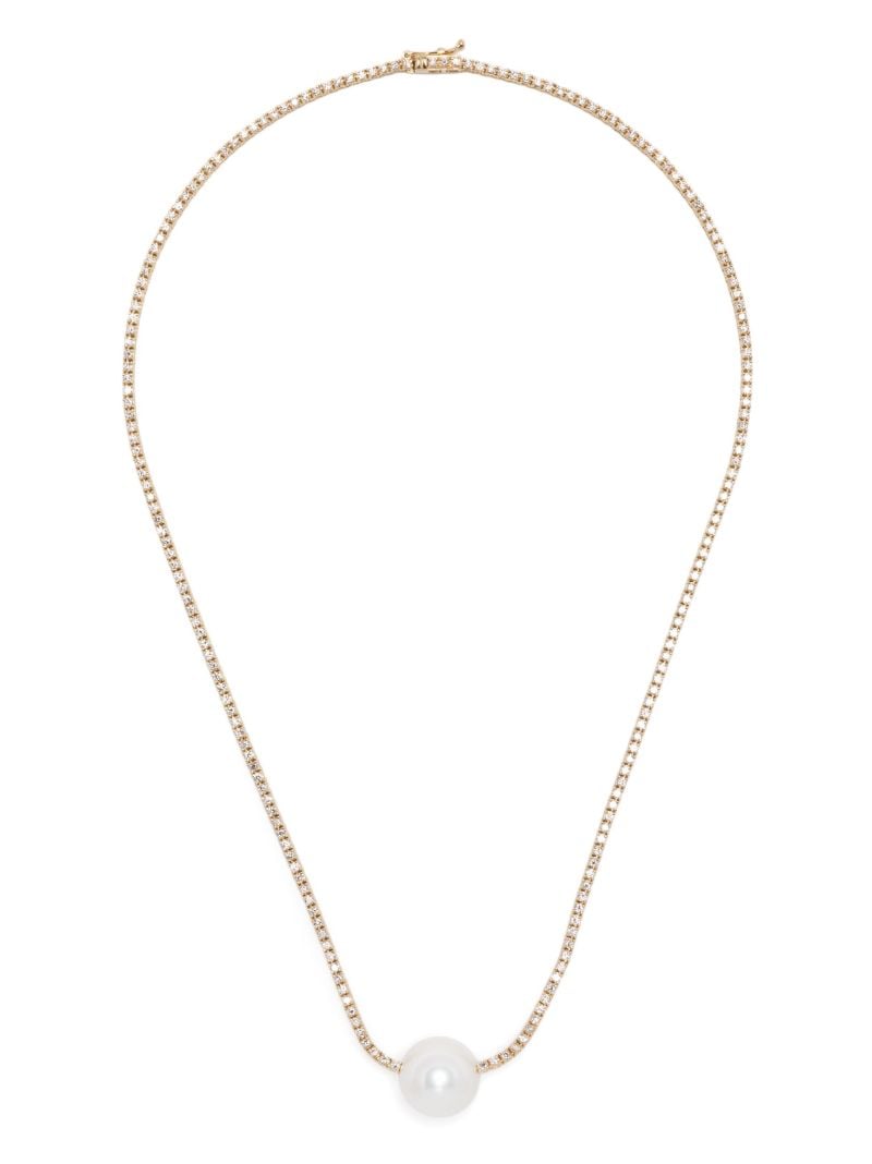 18k Yellow Gold Eve Diamond and Pearl Necklace