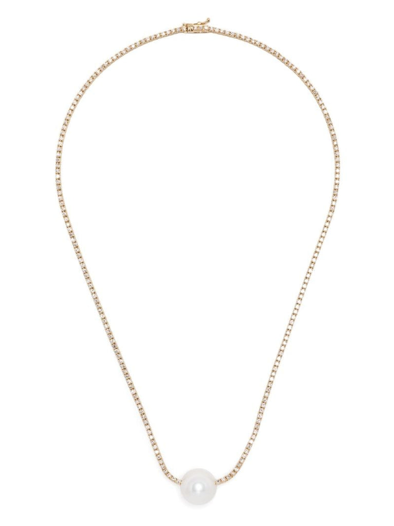 18k Yellow Gold Eve Diamond and Pearl Necklace
