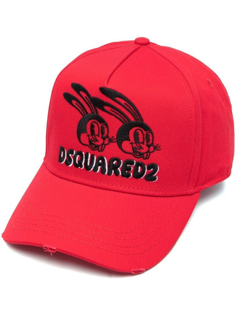Red Embroidered Rabbit Cap