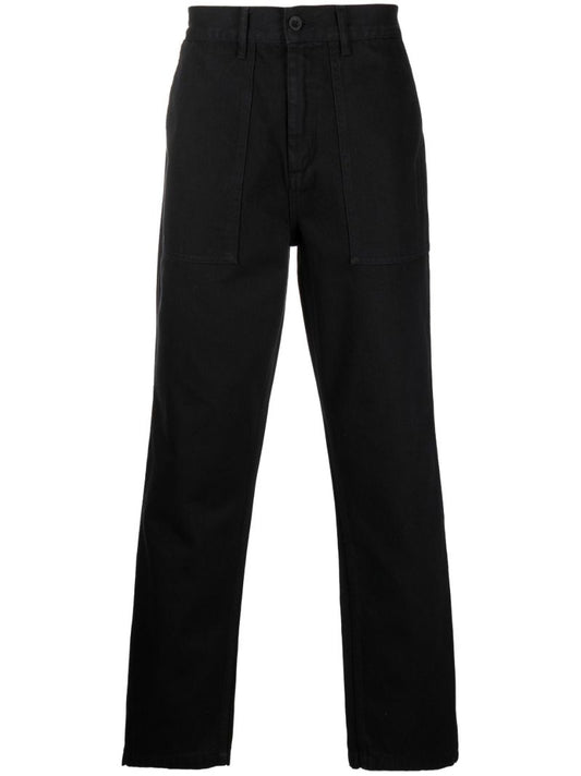 Black Organic Cotton Straight-leg Trousers