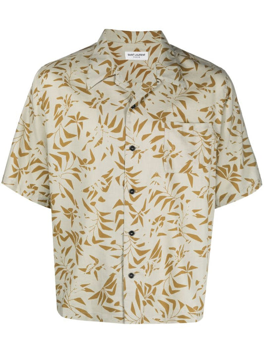 Khaki Palm Tree Print Shirt