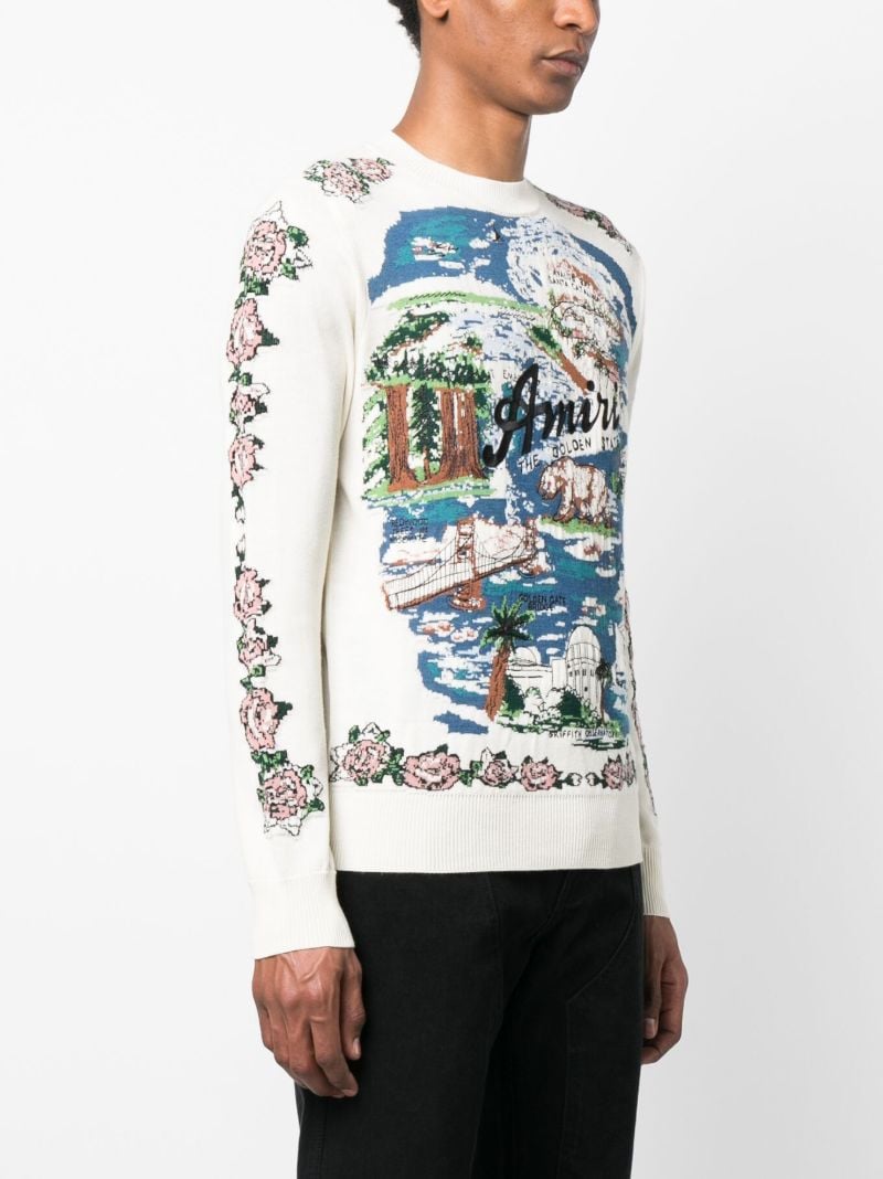 Blue Aloha Landscape Jacquard Sweater