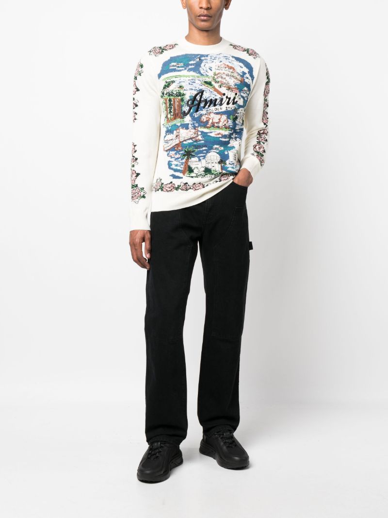Blue Aloha Landscape Jacquard Sweater