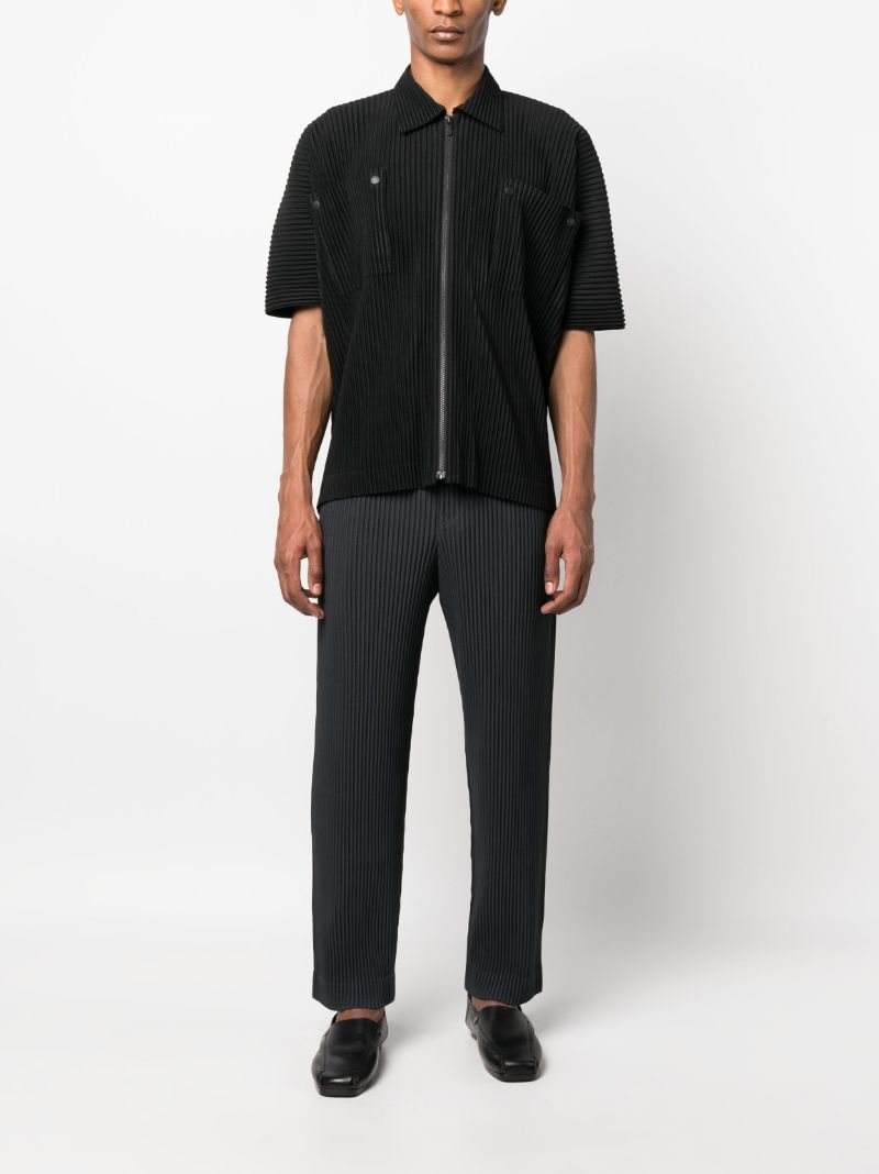 Black Zip-up PlissÃ_x0083_Â© Shirt