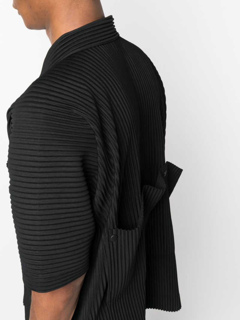 Black Zip-up PlissÃ_x0083_Â© Shirt