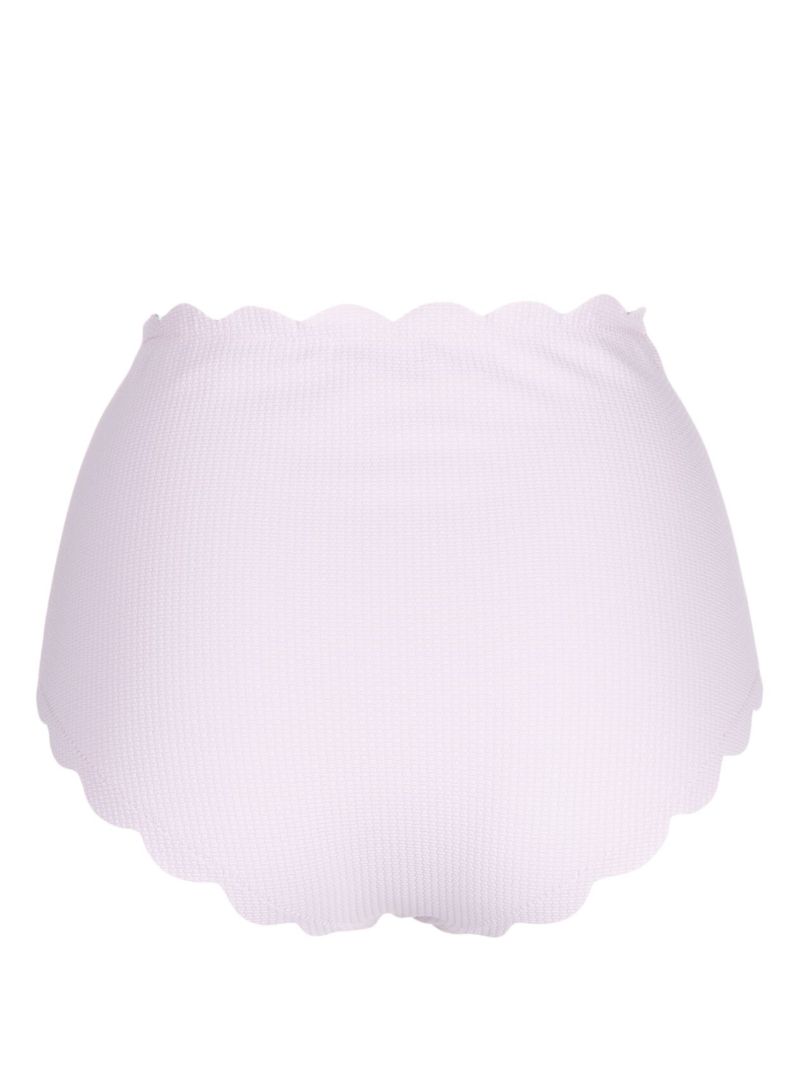 White Scalloped High-waisted Bikini Bottoms