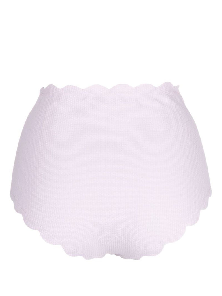 White Scalloped High-waisted Bikini Bottoms