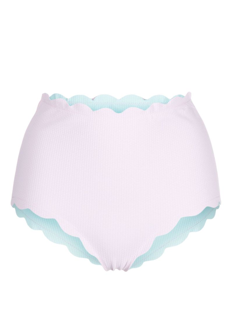 White Scalloped High-waisted Bikini Bottoms