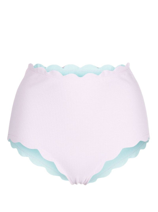 White Scalloped High-waisted Bikini Bottoms