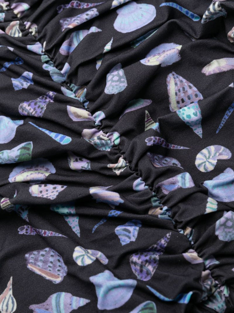 Black Shell Print Swimsuit