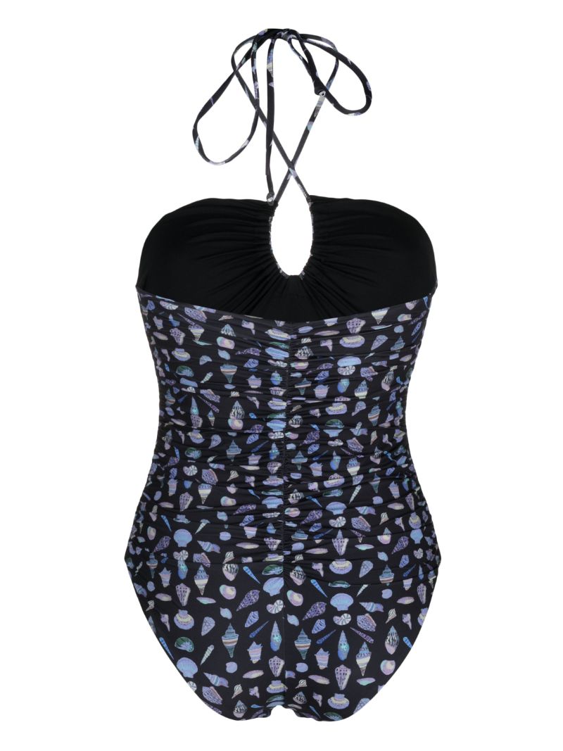 Black Shell Print Swimsuit