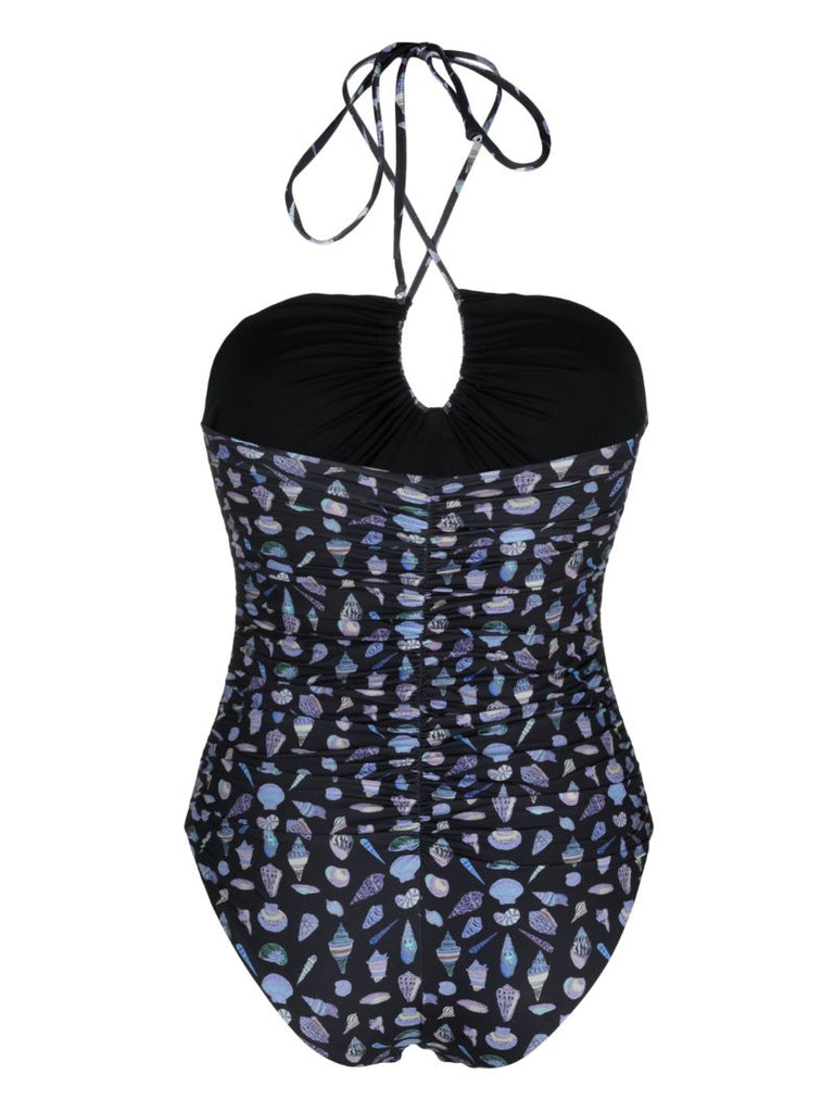 Black Shell Print Swimsuit