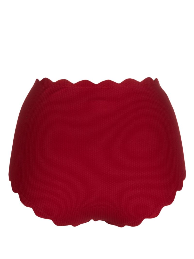 Red Scalloped High-neck Bikini Bottom