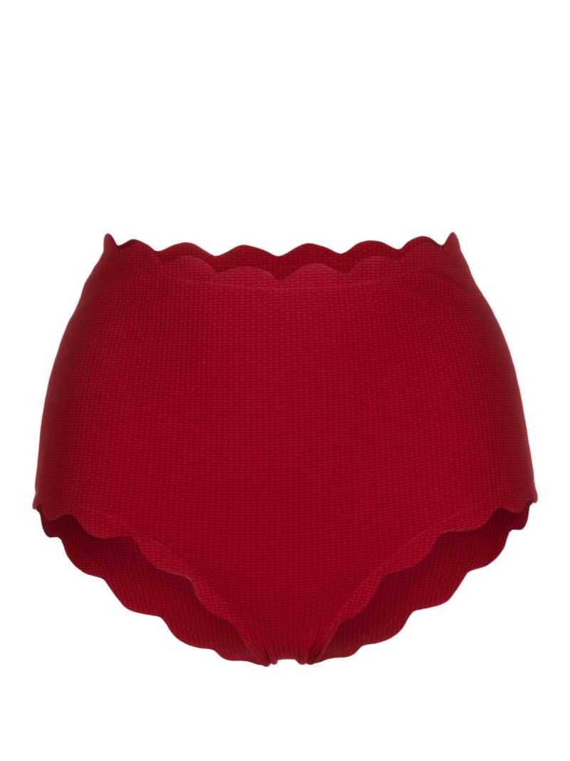 Red Scalloped High-neck Bikini Bottom