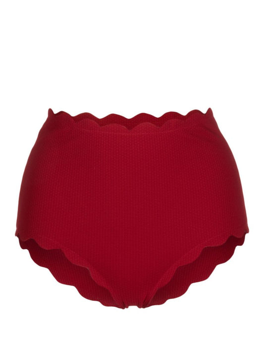 Red Scalloped High-neck Bikini Bottom