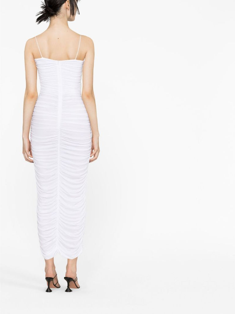 White Flower AppliquÃ_x0083_Â© Ruched Dress