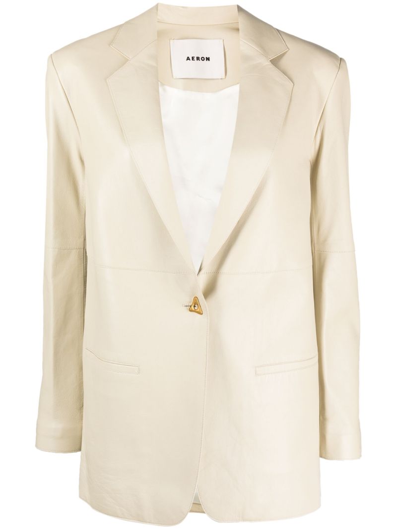 Neutral Mercedes Leather Blazer