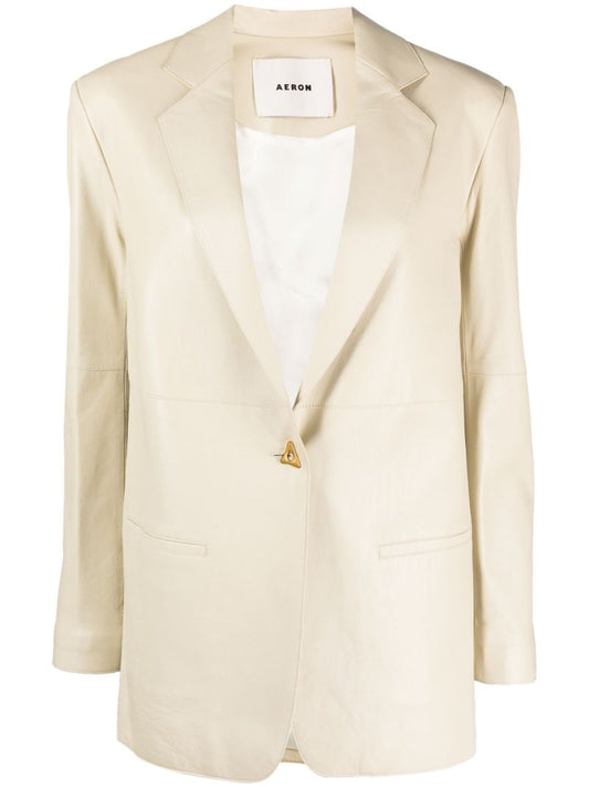 Neutral Mercedes Leather Blazer