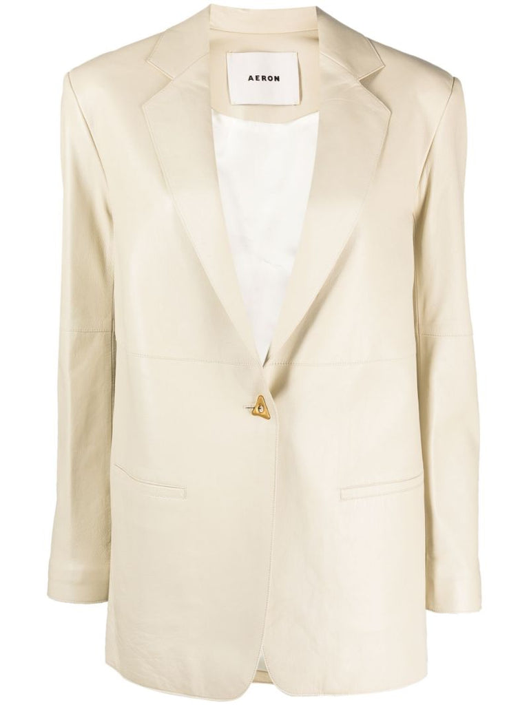 Neutral Mercedes Leather Blazer
