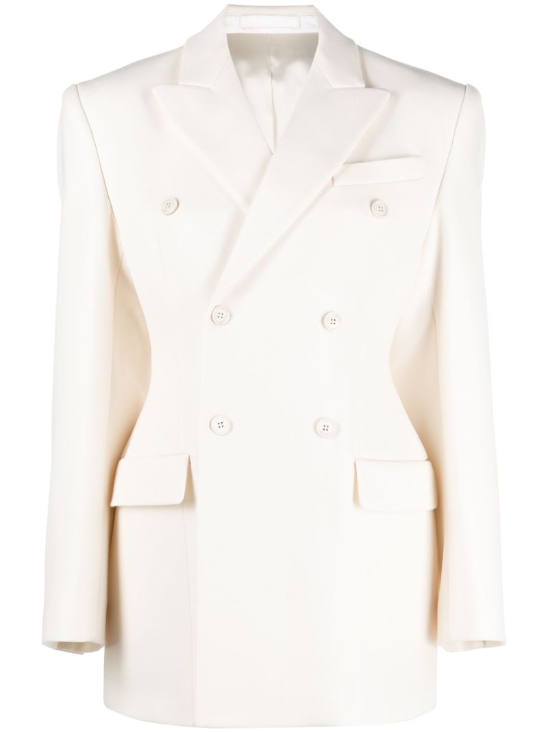 Neutral Contour Double-breasted Blazer