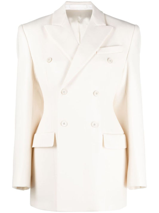 Neutral Contour Double-breasted Blazer
