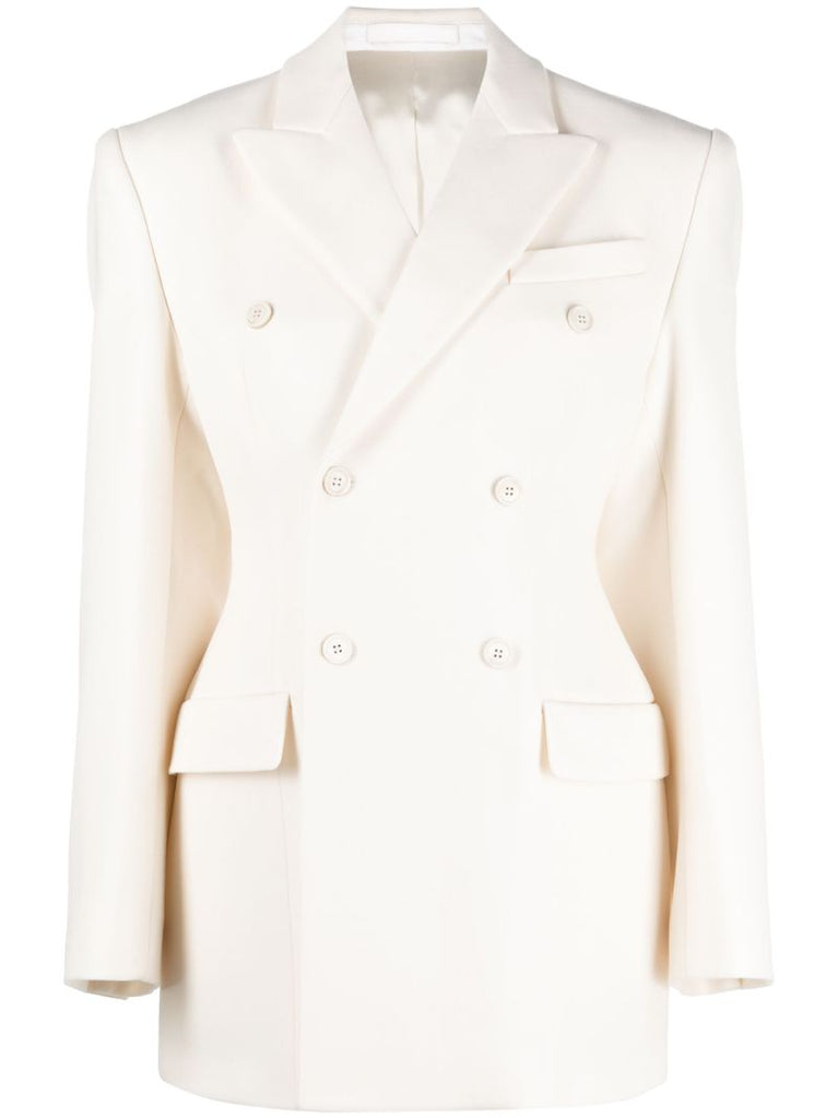 Neutral Contour Double-breasted Blazer