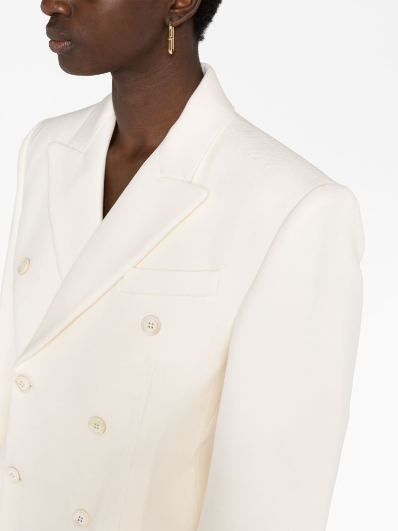 Neutral Contour Double-breasted Blazer