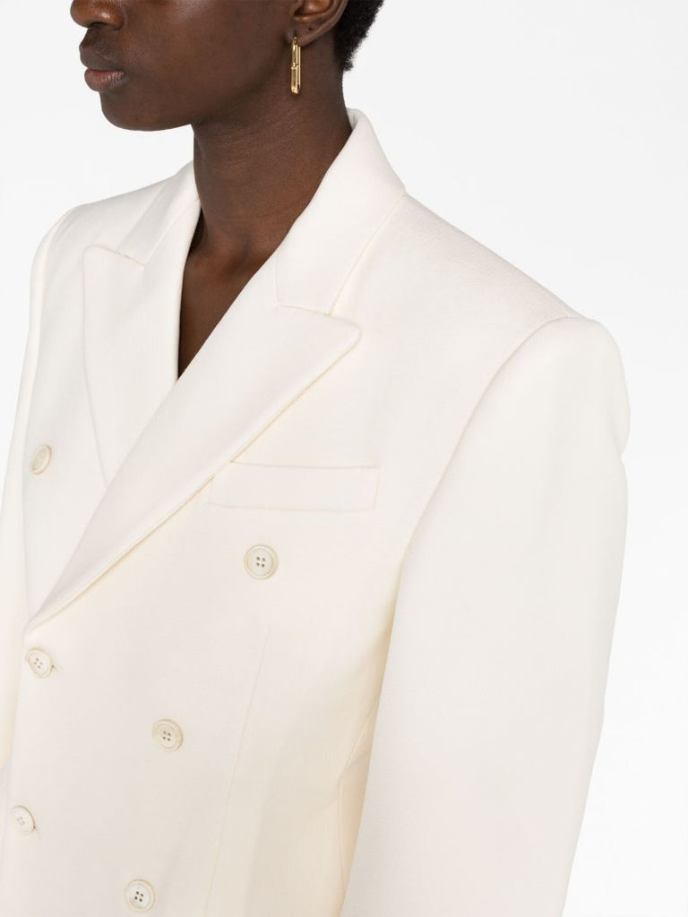 Neutral Contour Double-breasted Blazer