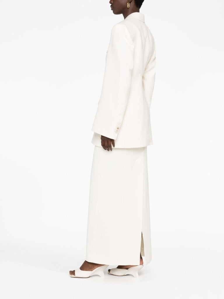 Neutral Contour Double-breasted Blazer
