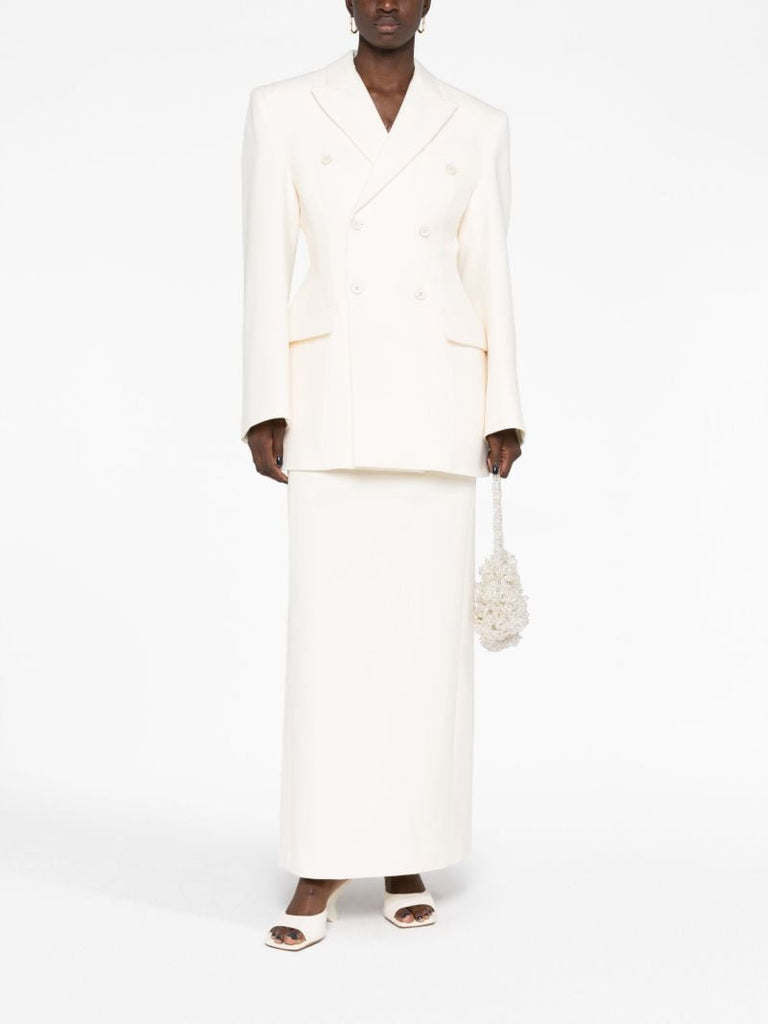 Neutral Contour Double-breasted Blazer