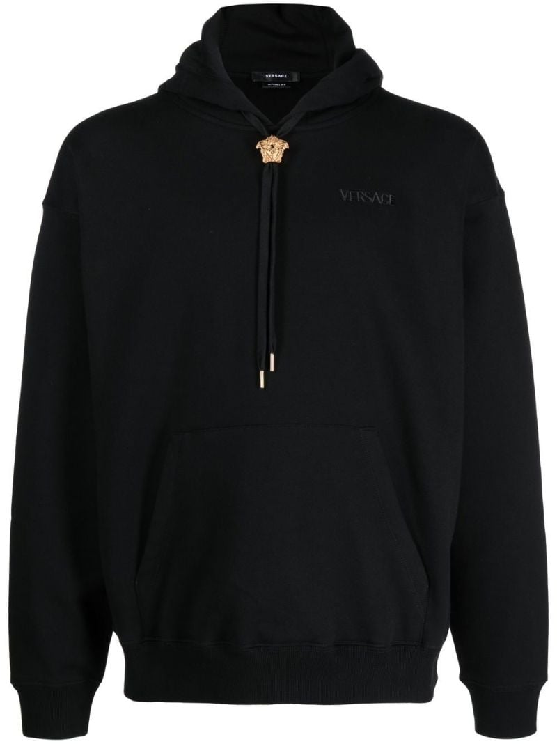 Black Medusa Drawstring Hoodie