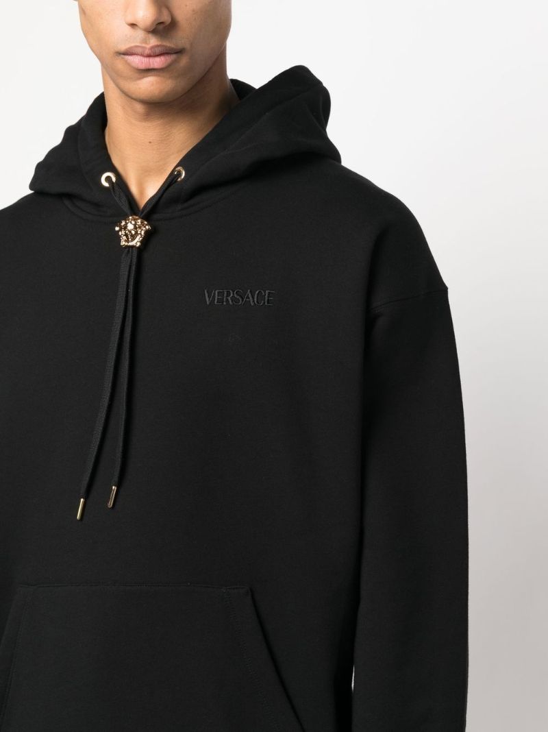 Black Medusa Drawstring Hoodie