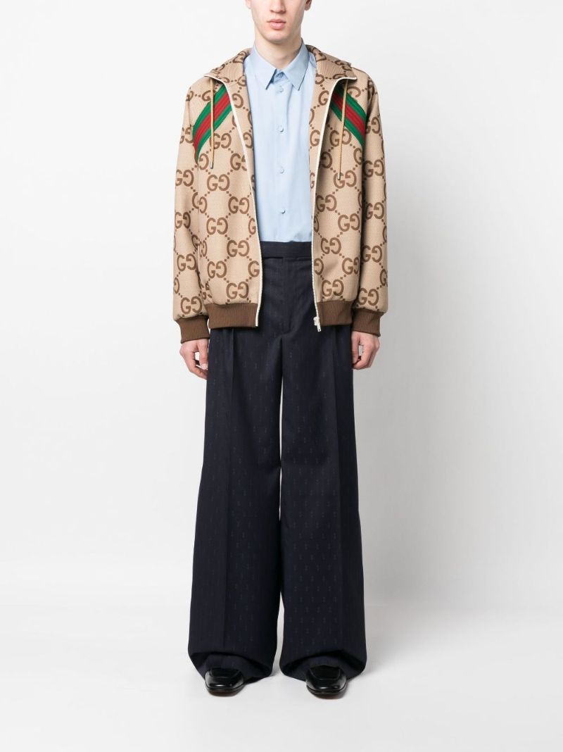 Blue Horsebit Striped Wool Trousers