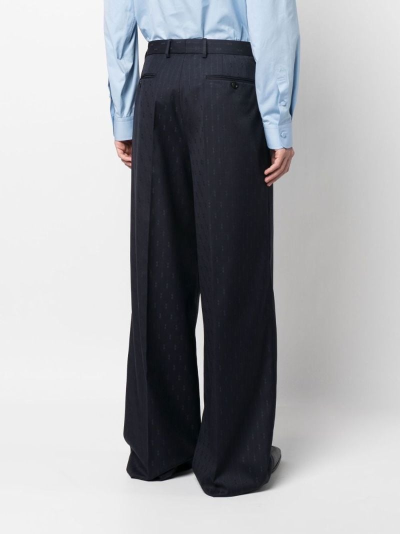 Blue Horsebit Striped Wool Trousers