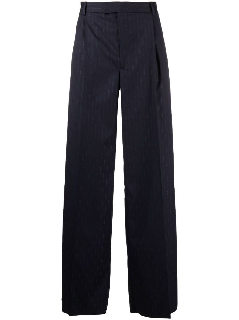 Blue Horsebit Striped Wool Trousers