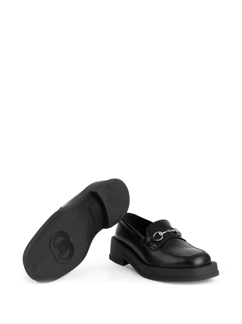 Black Horsebit Leather Loafers
