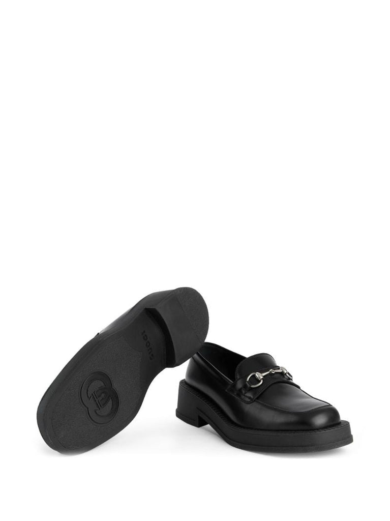 Black Horsebit Leather Loafers