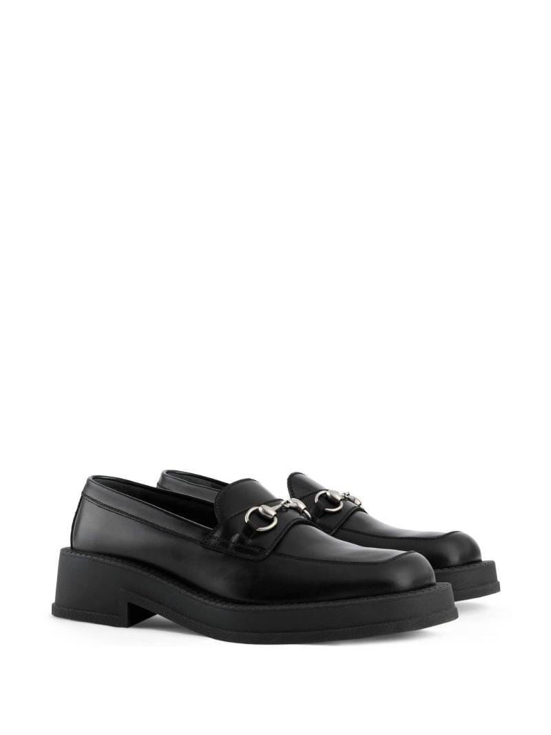 Black Horsebit Leather Loafers