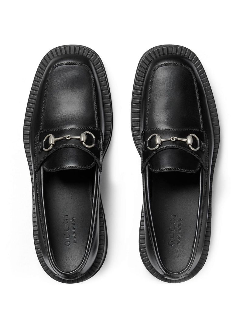 Black Horsebit Leather Loafers