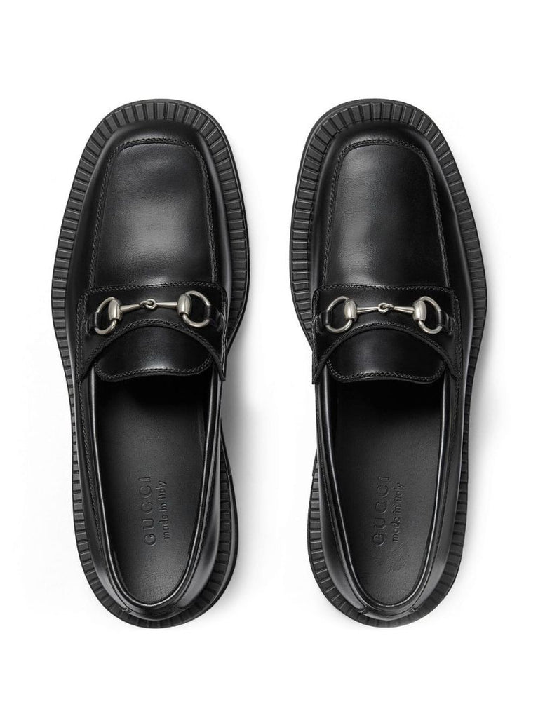 Black Horsebit Leather Loafers