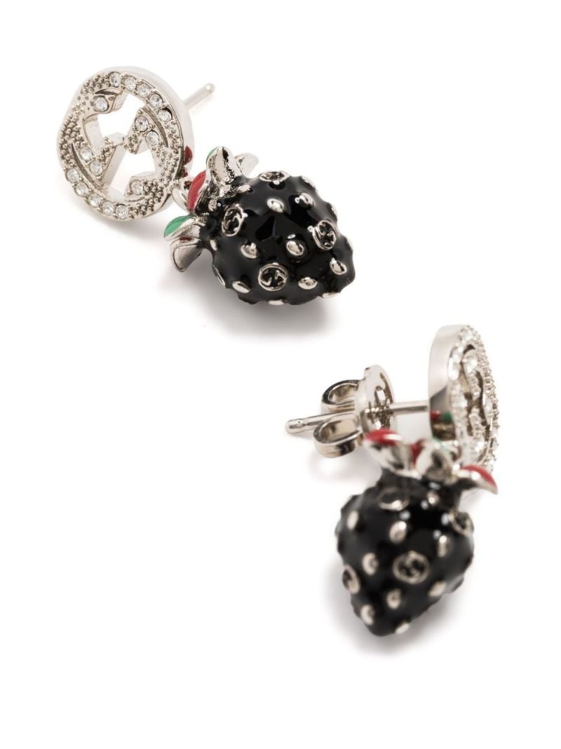 Silver-tone Interlocking G Strawberry Drop Earrings