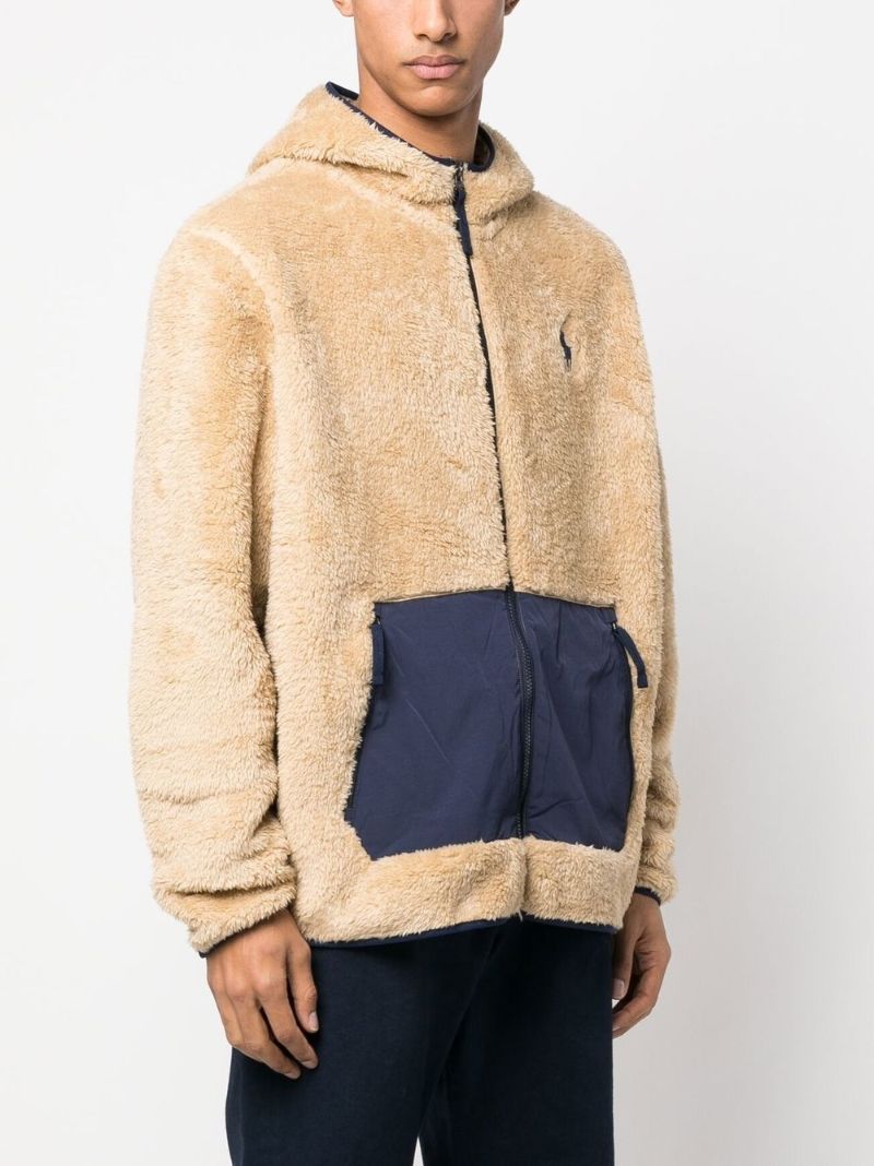 Neutral Pony Embroidered Faux Fur Hoodie