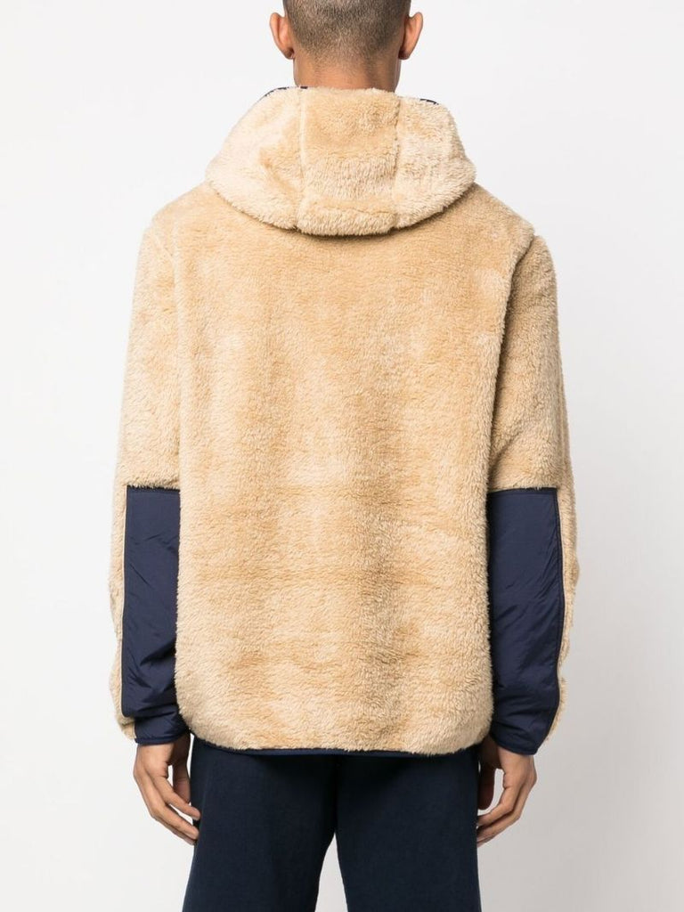 Neutral Pony Embroidered Faux Fur Hoodie